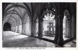 Bilhete postal ilustrado de Batalha: nave e fonte do Claustro Real do Mosteiro | Portugal em postais antigos 