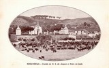 Bilhete postal ilustrado da Ermida do Amparo e feira do gado, Mirandela | Portugal em postais antigos