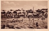 Bilhete postal ilustrado de Póvoa de Varzim: A praia movimentada | Portugal em postais antigos