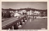 Bilhete postal ilustrado da A ponte sobre o Rio Nabão, vendo-se o Castelo, Tomar  | Portugal em postais antigos