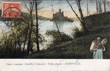 Bilhete postal ilustrado de Vila Nova da Barquinha, Vista do Castelo de Almourol | Portugal em postais antigos