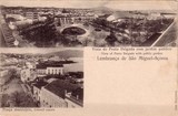 Bilhete postal da Vista de Ponta Delgada com jardim público, Açores  | Portugal em postais antigos
